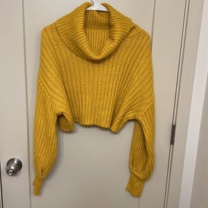 Urban Outfitters rib knit crop turtleneck chunky boxy yellow M